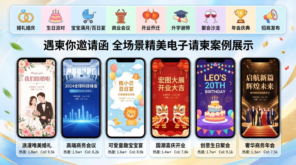 成人礼电子邀请函怎么做？多款高级风模板实测测评